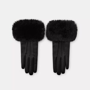 Zara FAUX LEATHER FUR GLOVES